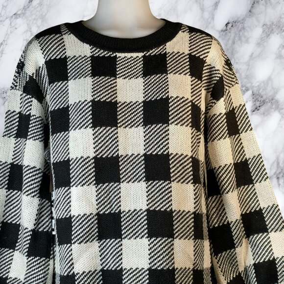 LPA Floyd Sweater Dress Black & Ivory Check - Picture 3 of 11